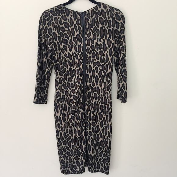 Sara Campbell Leopard Print Bodycon Dress Women's Size XS Black Brown - Picture 4 of 8